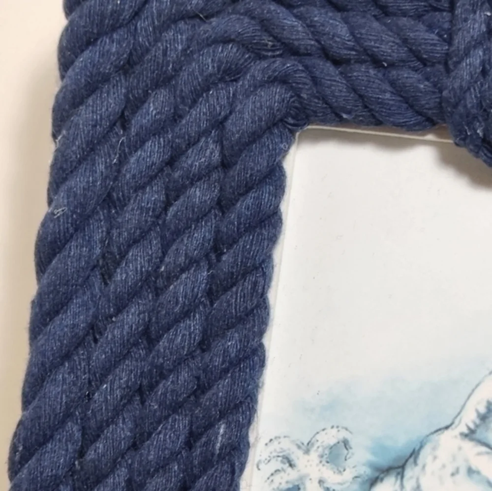 Nautical Rope Picture Frame Blue 4x6 Sea Beach Ocean Vacation Photo NWOT‎